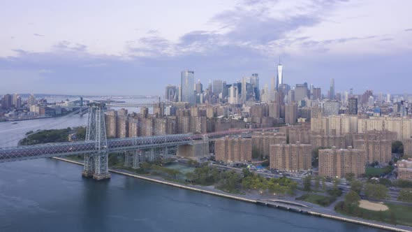 Aerial View Downtown Manhattan time lapse