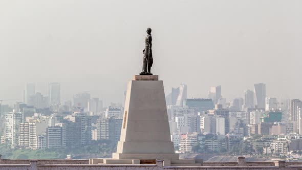 Panoramic Aerial View of Cityscape of Lima From Morro Solar Hill Timelapse Hyperlapse Peru