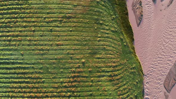 Top Aerial View of Multicolored and Variegated Landscape During Sunset