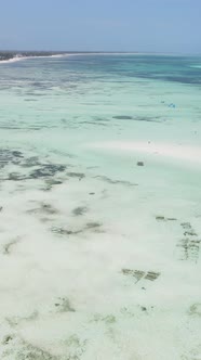 Tanzania  Vertical Video of Low Tide in the Ocean Near the Coast of Zanzibar Slow Motion