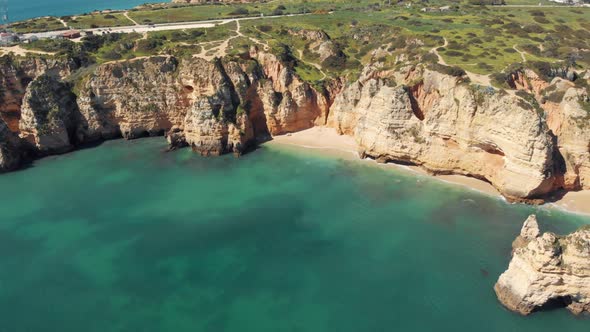 Beach Praia da Balanca, intimate, sandy cove enclosed by towering cliffs, Lagos , Algarve