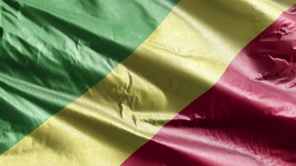 Republic of the Congo textile flag waving on the wind. 10 seconds loop. 