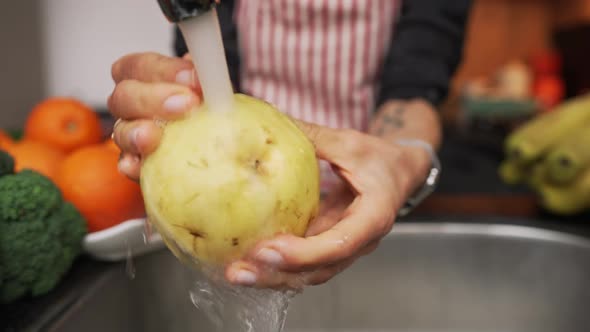 Hand Wash the Pears Under Running Clean Water