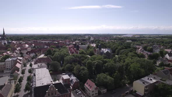 aerial of Köthen city in Germany