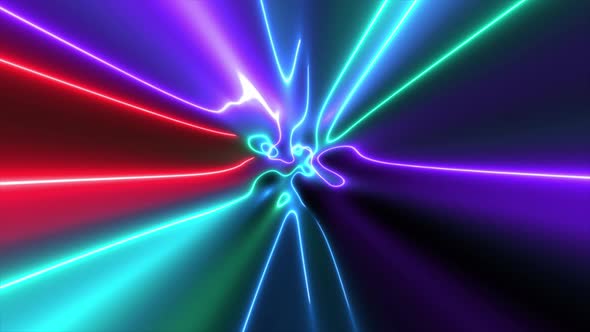 Abstract Multicolor Neon Light Background 4K