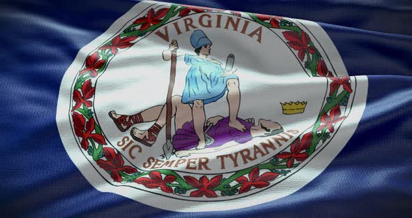 Virginia state flag waving background