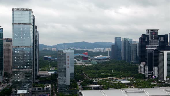 Timelapse Futian District with Modern Buildings in Shenzhen