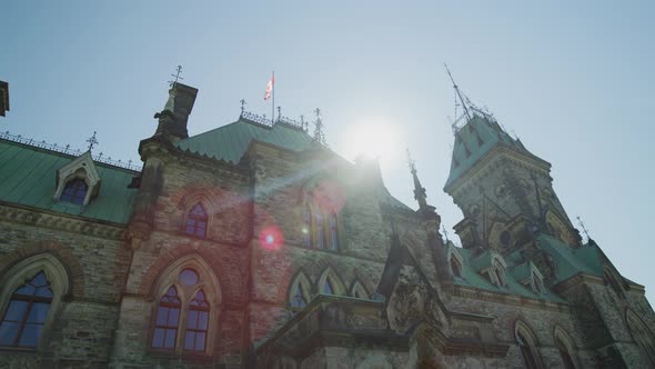 Sun shining over the Parliament Buildings, in Ottawa