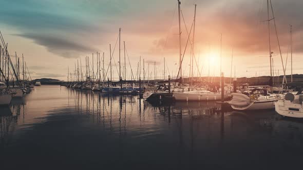 Yachts at Sunrise Water Aerial