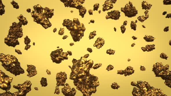 Falling gold nuggets. Loopable animation illustrating wealth, treasure.