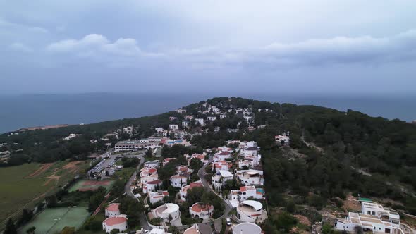 Circular rooftops at Cala Gracio Ibiza Spain San Antonio