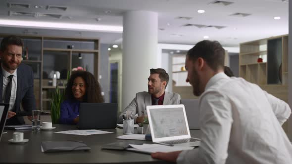 Coporate People Shaking Hands Making Deal in Marketing Company Conference Office