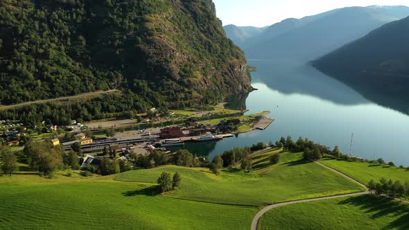 Aurlandsfjord Town Of Flam at Dawn