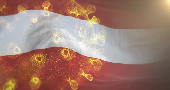 Austria Flag With Corona Virus Bacteria