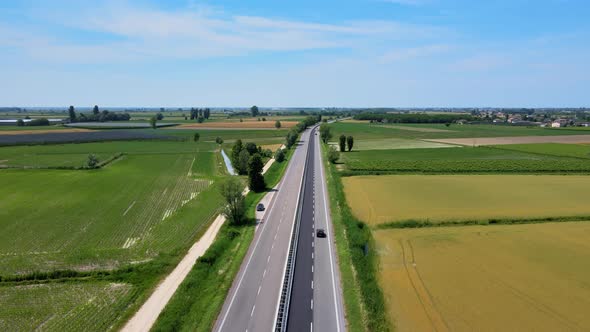 Country Road in Fields