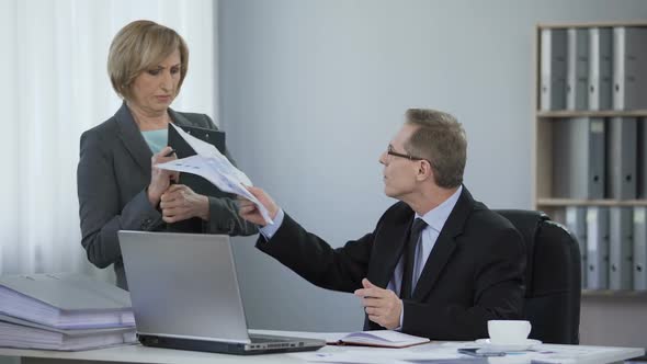 Tired boss angry at assistant, corporate ethics, inappropriate work behavior