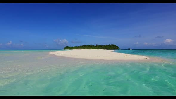 Aerial top down seascape of idyllic sea view beach time by blue water with white sand background of 