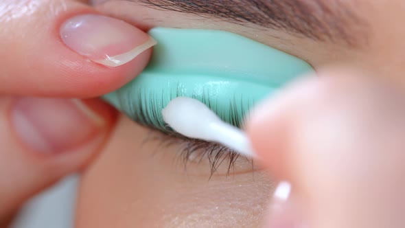 Face of a Young Girl Before a Modern Eyelash Lamination Procedure in a Professional Beauty Salon