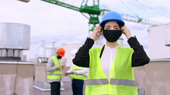 Posing in Front of the Camera at Construction Site