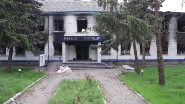 War in Ukraine  Destroyed Police Station in Borodyanka