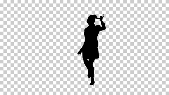 Silhouette  girl dancing , Alpha Channel