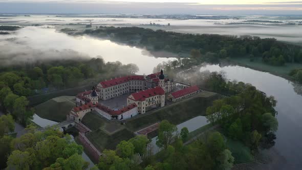 Foggy Dawn Near the Nesvizh Castle
