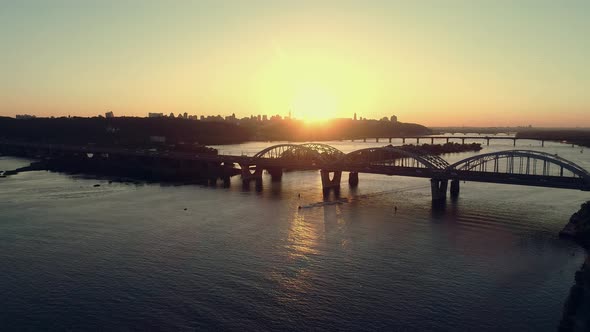 Darnitsky Bridge Over the Dnieper River Ukraine Kiev