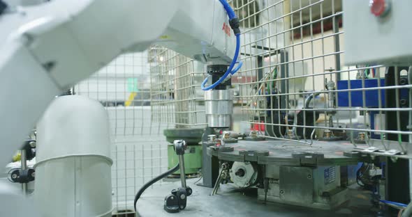 Robot working in a production line