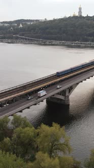 Vertical Video Aerial View of the Dnipro River  the Main River of Ukraine