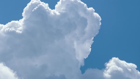 Timelapse of White Puffy Cumulus Clouds Forming on Summer Blue Sky