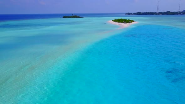 Drone aerial nature of marine lagoon beach by sea and sand background