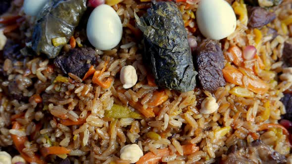 Uzbek Plov with Eggs and Dolma