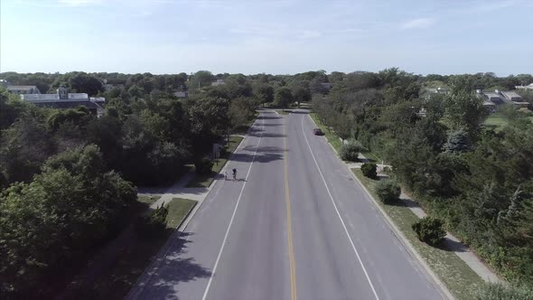 Aerial of an Empty Street in Westhampton