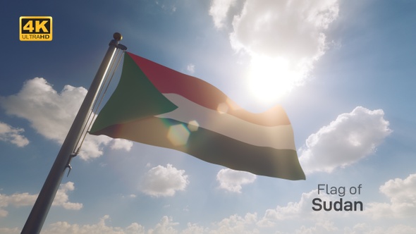 Sudan Flag on a Flagpole V2 - 4K