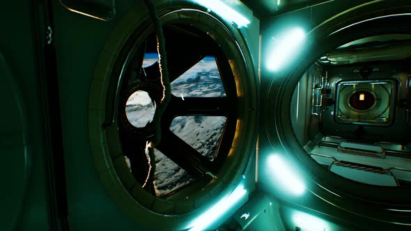 Dark Space Ship Futuristic Interior alt