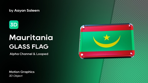 Mauritania Flag 3D Glass Badge