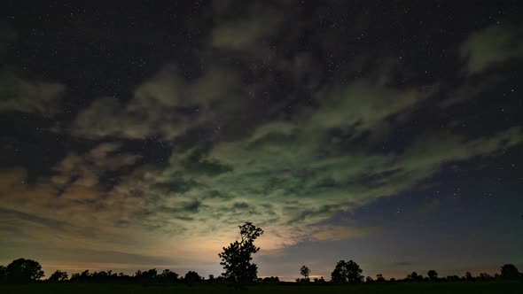 Natures video night shot landscape scene in Milky Way movement in time-lapse video. Nature and trave