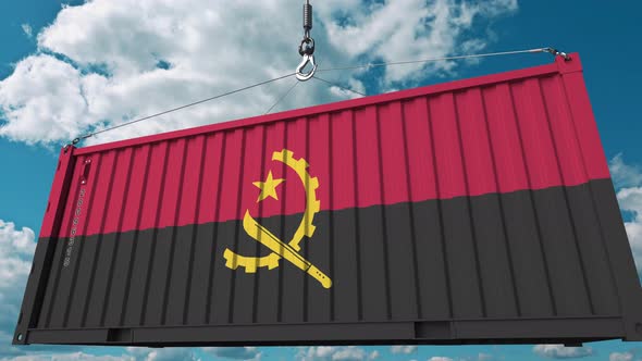Cargo Container with Flag of Angola alt