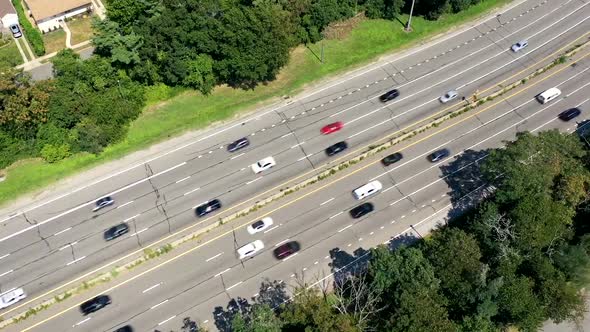 An aerial view along the Souther State Parkway. It was taken during a bright and sunny day. The dron