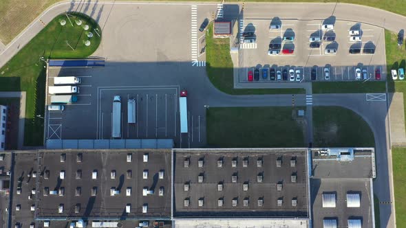 Modern factory buildings and warehousing logistics. Aerial View
