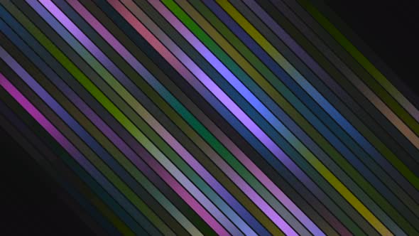 Colorful diagonal stripes shimmer on black background