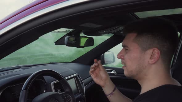 Injured Man Wakes Up in a Car Crash Surrounded by Smoke