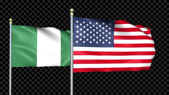 Nigeria And United States Two Countries Flags Waving