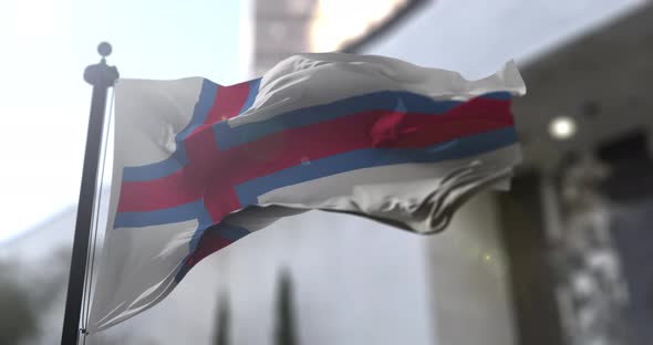 Faroe Islands national flag waving