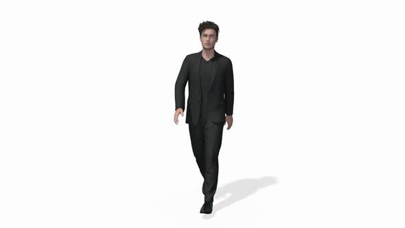 Man in a Business Suit is Walking alt