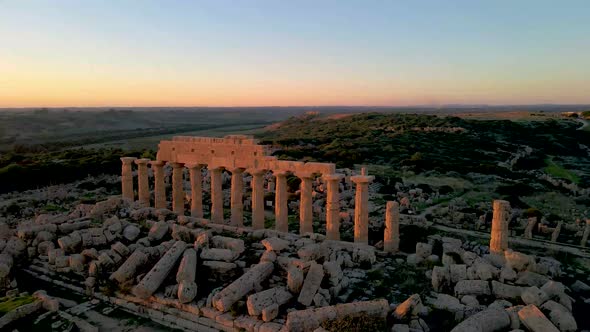 Selinunte Temple Sicily Italy Sunset at the Archeological Site of Selinunte Sicilia