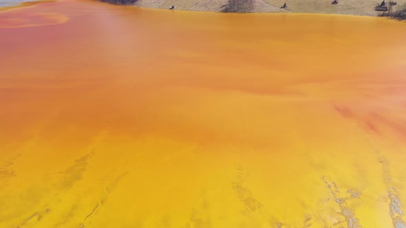 Orange Toxic Waste Water From a Copper Mine