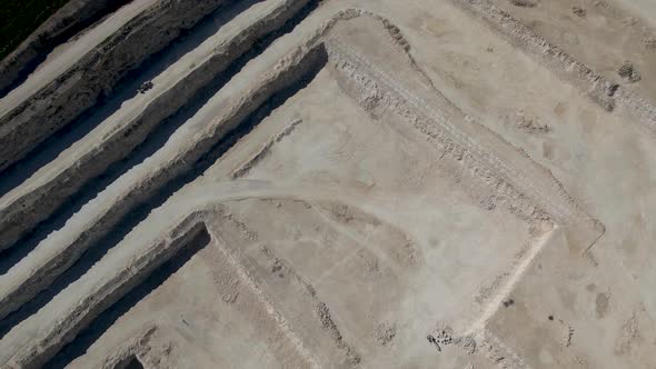 Aerial view of opencast mining quarry. Stone quarry