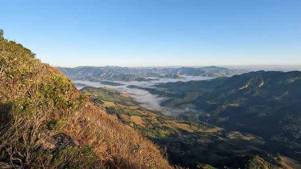 Amazing aerial  Brazil mountain landscape drone shot pan right