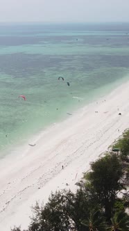 Tanzania  Vertical Video of the Ocean Near the Coast of Zanzibar Slow Motion